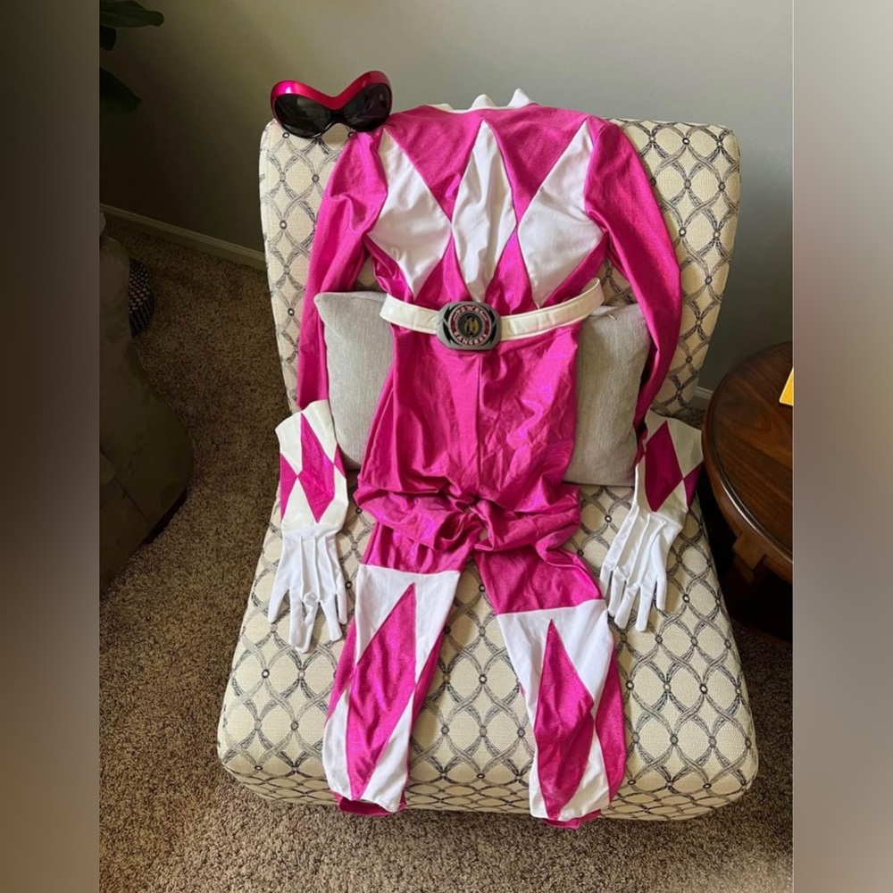 Pink Womens Power Ranger Halloween costume.